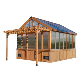 Backyard Discovery Bellerose XL front view with cedar frame and pergola