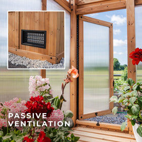 Backyard Discovery Bellerose XL polycarbonate roof panels for heat retention and clarity