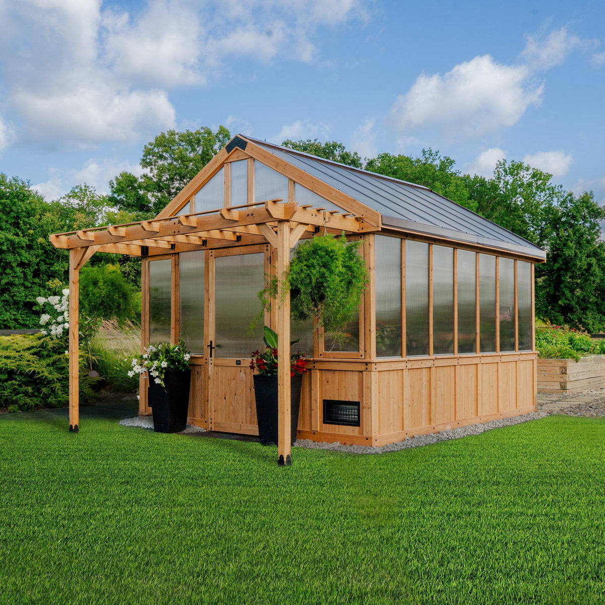 Backyard Discovery Bellerose XL side view highlighting polycarbonate walls