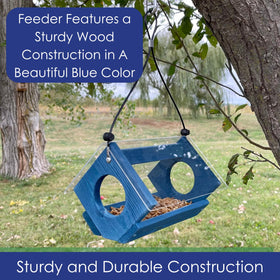 Backyard Essentials Petite Bluebird Feeder wooden body adds garden charm while inviting bluebirds.