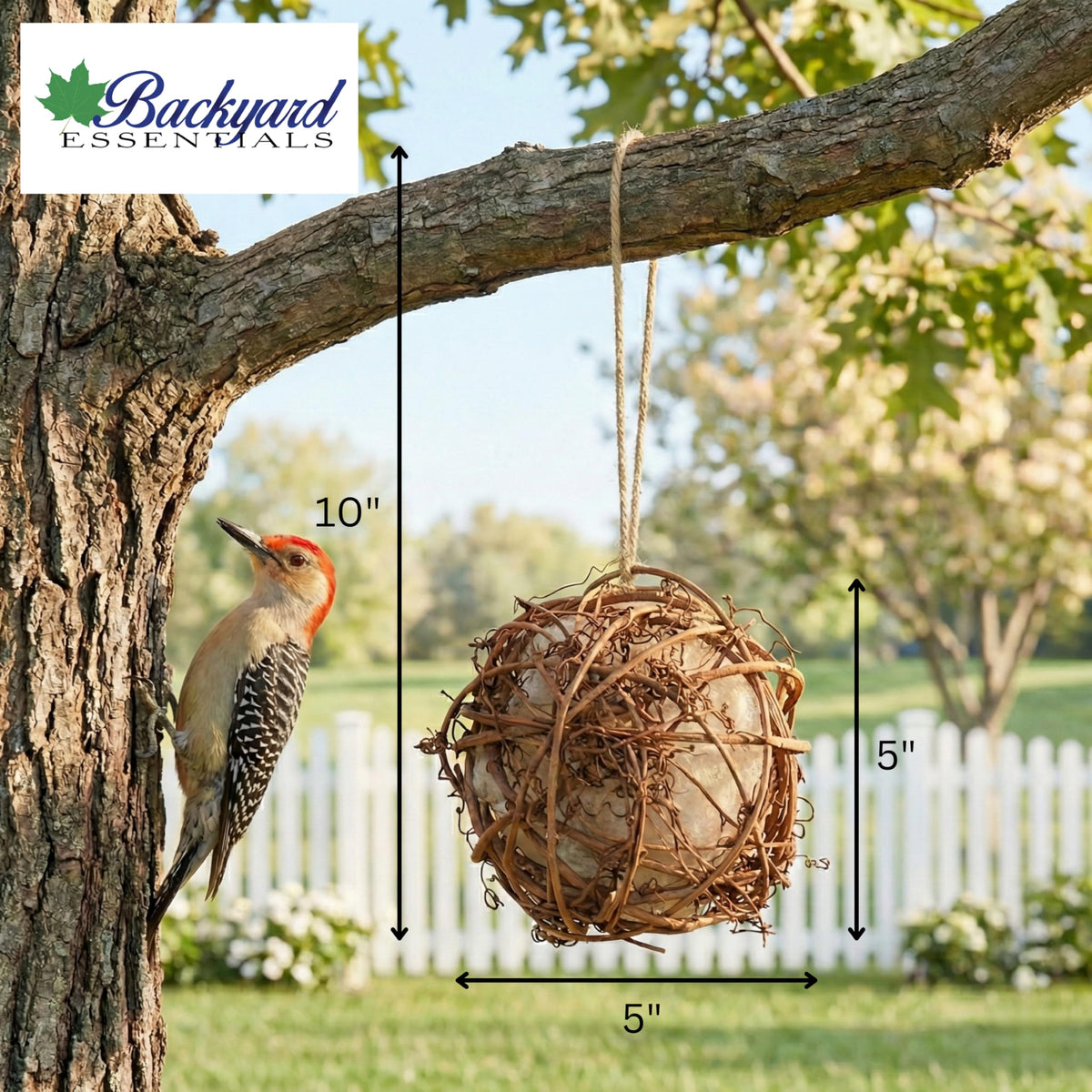 Backyard Essentials nesting ball accepts string, cotton, or clean pet hair for added texture.