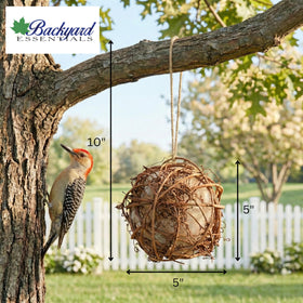 Backyard Essentials nesting ball accepts string, cotton, or clean pet hair for added texture.
