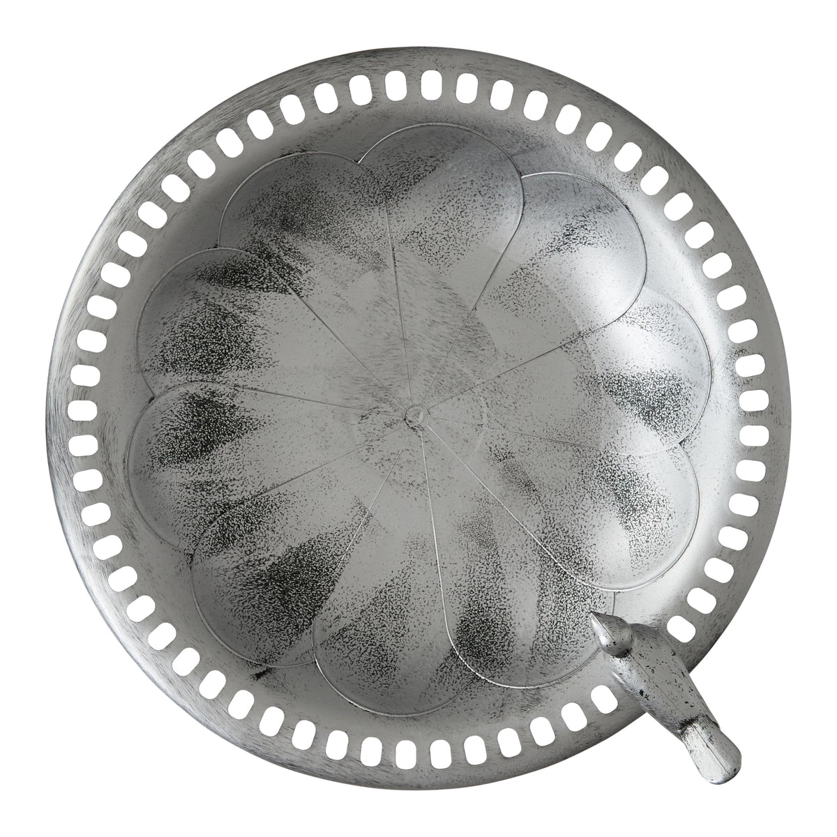 Backyard Expressions birdbath includes decorative bird attachment for added charm.