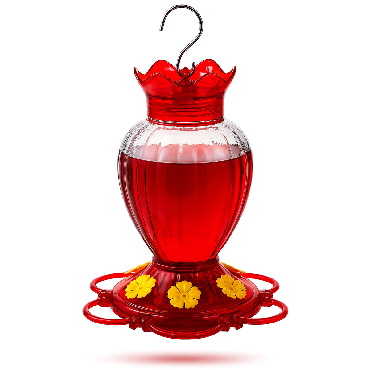 BACKYARD EXPRESSIONS hummingbird feeder wide-mouth for easy filling and quick cleaning.