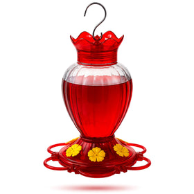 BACKYARD EXPRESSIONS hummingbird feeder wide-mouth for easy filling and quick cleaning.