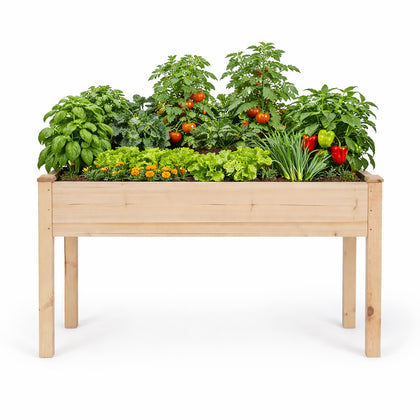 Backyard Expressions wooden raised garden bed front view, ergonomic height for comfortable gardening