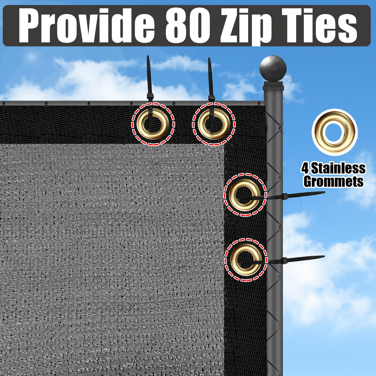 BADAO mesh shade net on chain-link fence blocks views while keeping air moving.