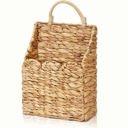Badashun wicker hanging basket with scalloped front-door design for warm porch decor