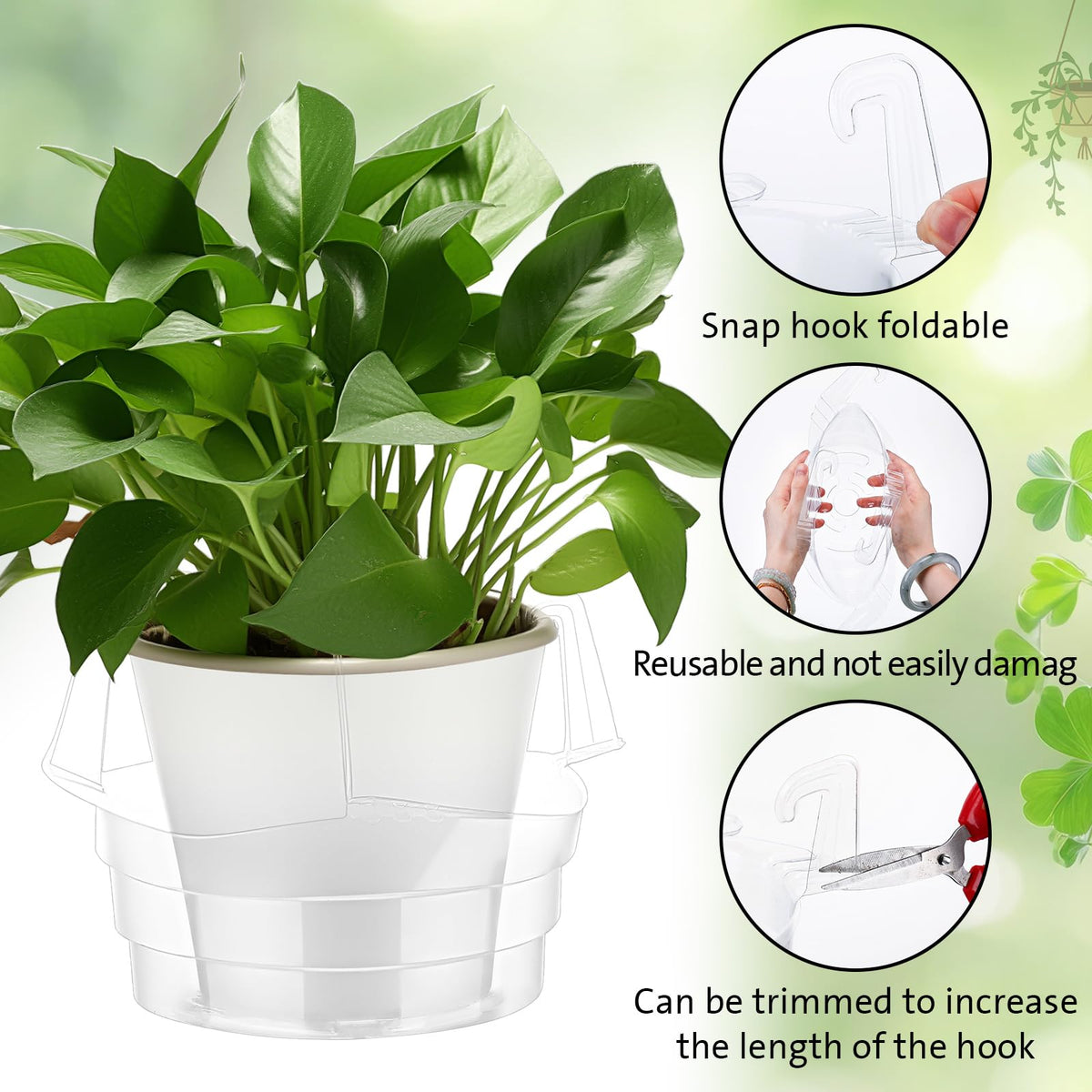 Baderke 10-inch hanging plant tray preventing spills from taller pots.