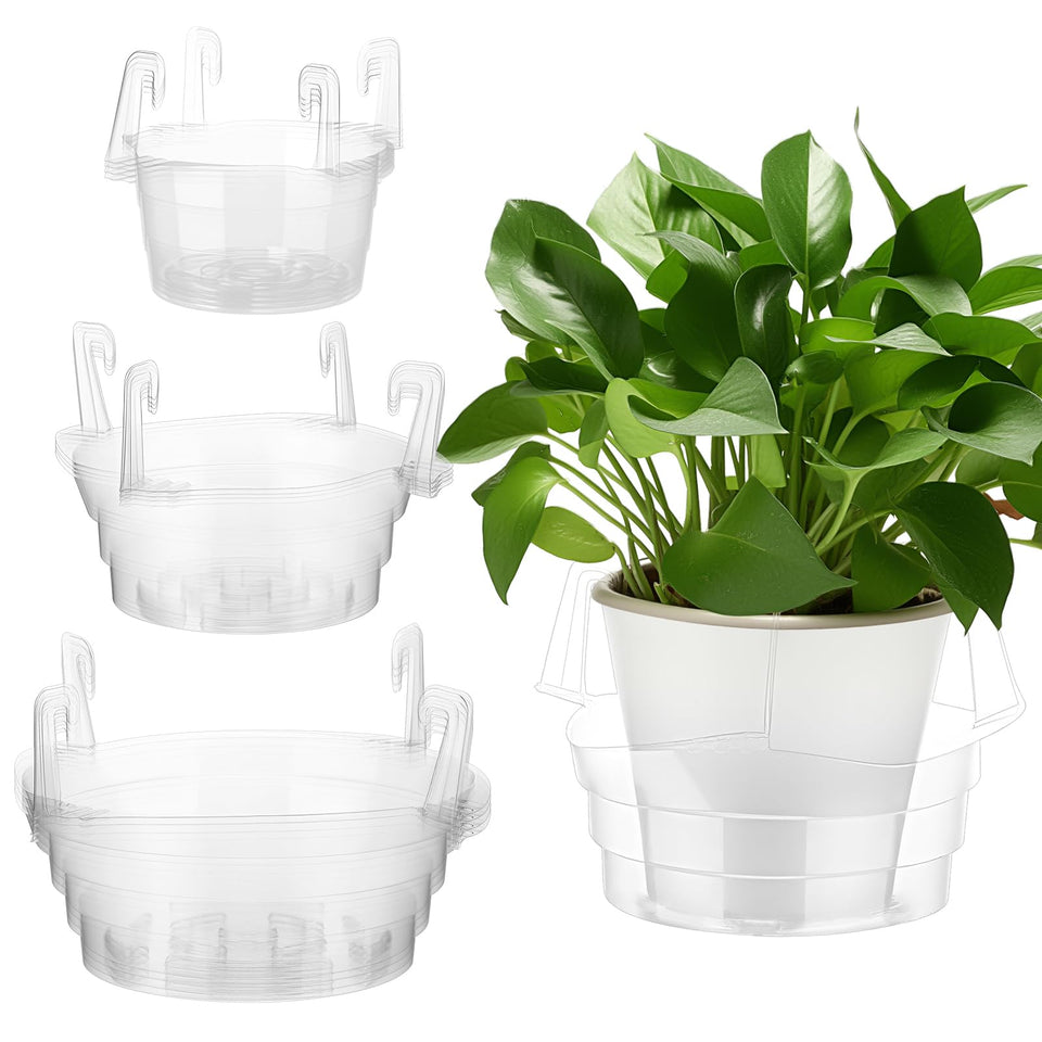 Baderke 6-inch hanging plant tray catching excess water to protect floors.