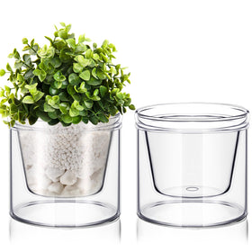 Baderke clear glass planter shows soil moisture for healthy roots