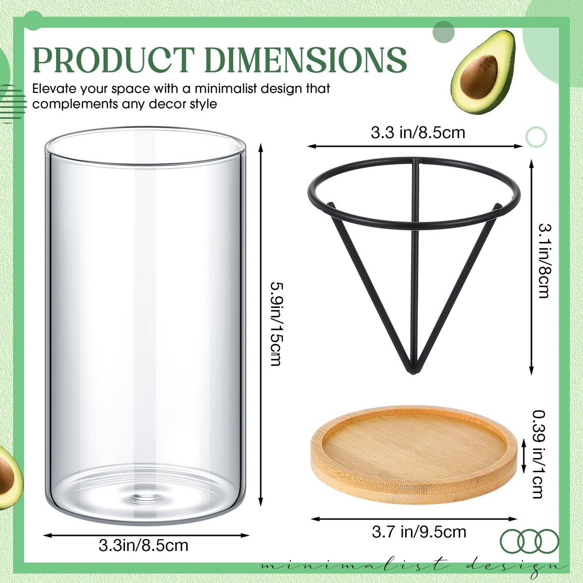 Baderke bamboo base provides stable, slip-free display.