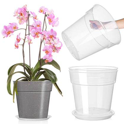 Baderke clear nursery pot top view with drainage for healthy roots
