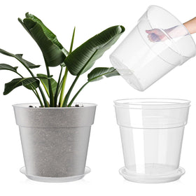 Baderke clear nursery pot 13.65-inch with tray for easy root monitoring
