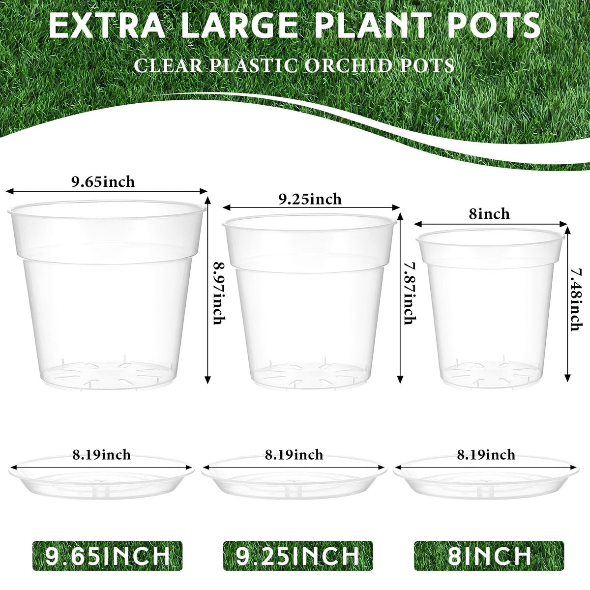 Baderke 9.25-inch clear nursery pot with drainage promotes even watering and root health