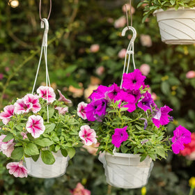 Baderke durable trays for indoor and outdoor hanging plants.