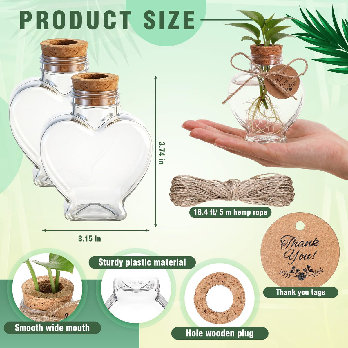 Baderke propagation bottle with hole lid securing plant placement.