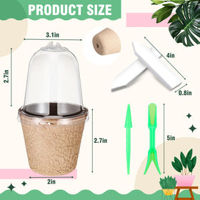 Baderke humidity dome over pots to monitor moisture and improve germination conditions.
