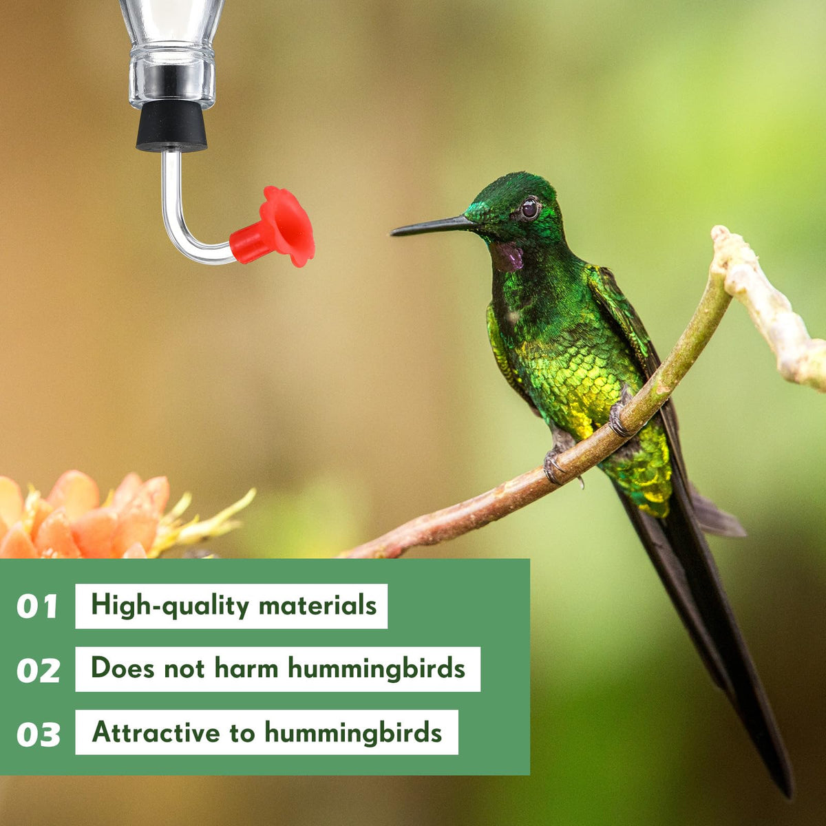 Baderke silicone flowers add decorative touch to feeders.