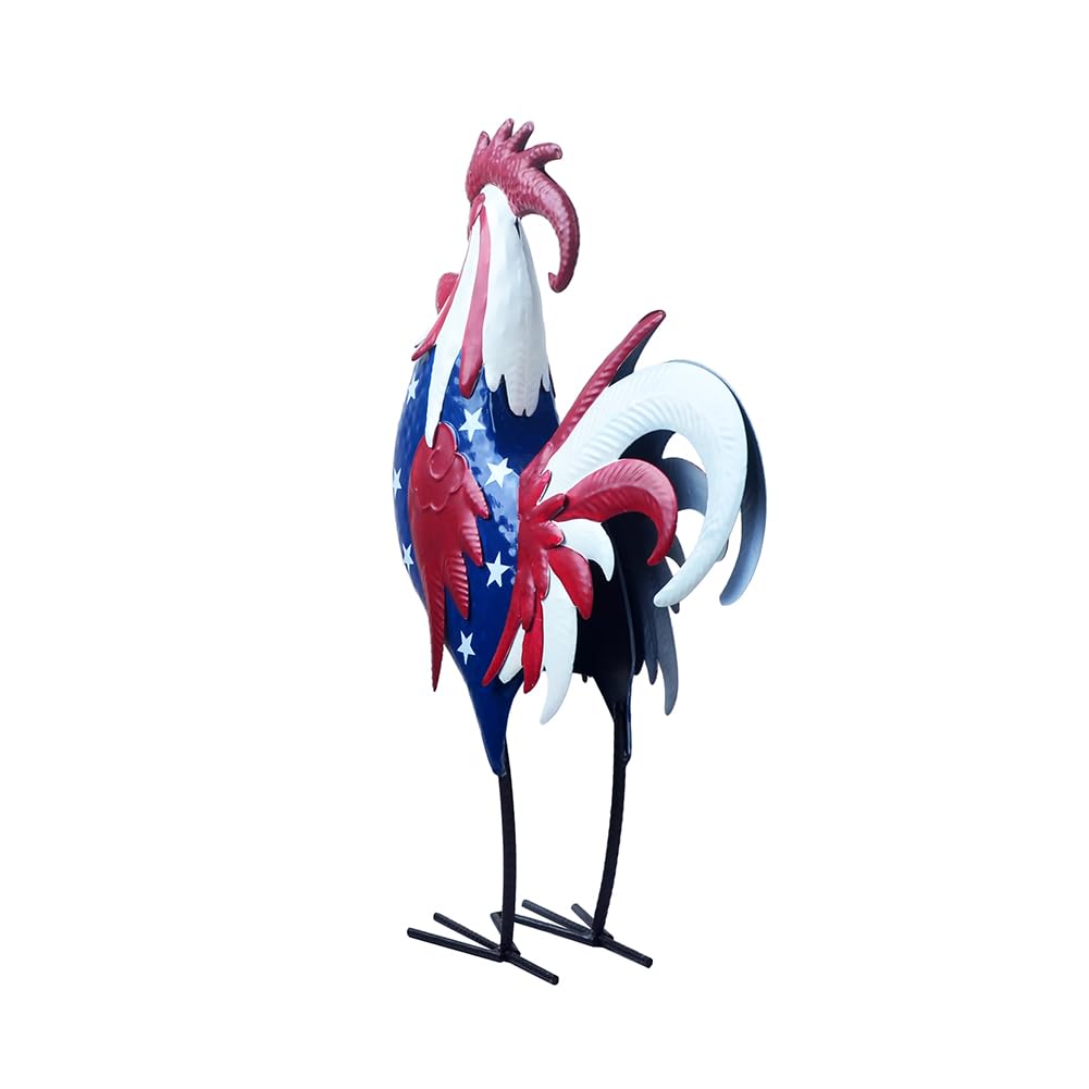 BAENRCY hand-painted rooster highlights detailed feathers for rustic curb appeal.