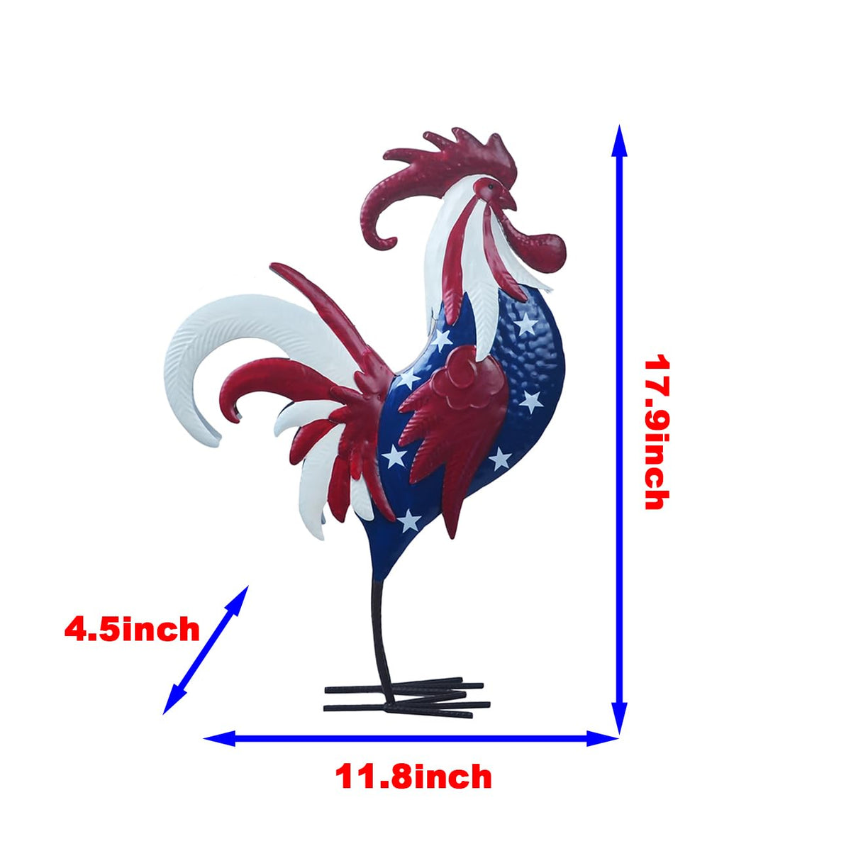 BAENRCY rooster sculpture for outdoors withstands weather and adds patriotic charm.