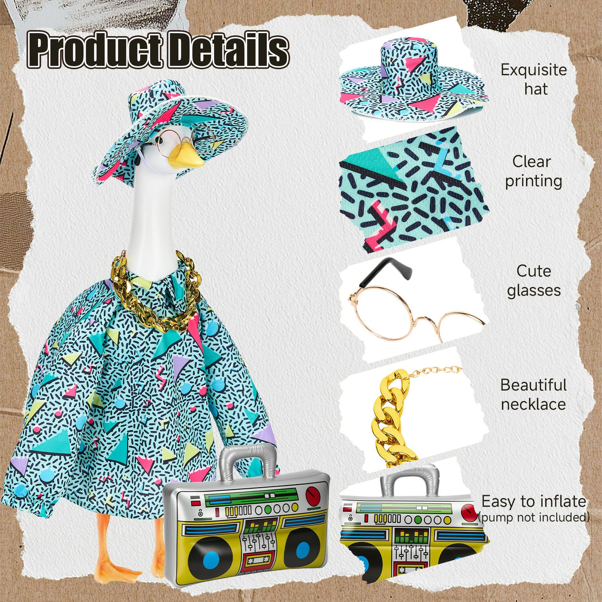 Bafeil porch goose outfit gold chain accents a bold hip hop look.