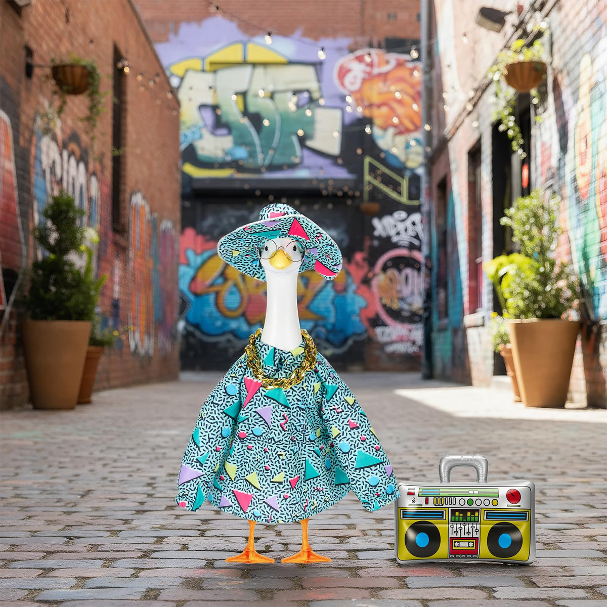 Bafeil porch goose outfit inflatable radio adds nostalgic detail and summer charm.
