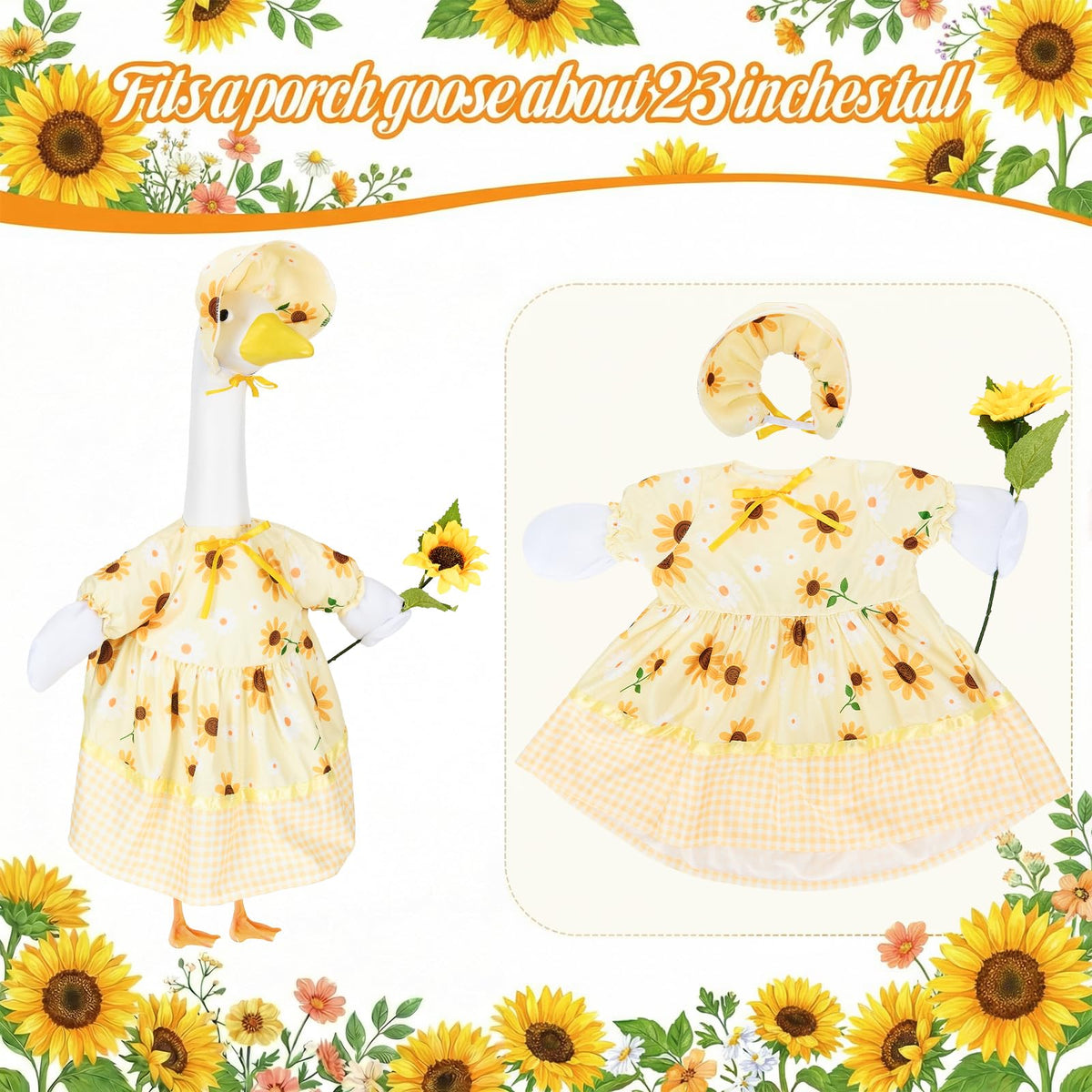 Bafeil sunflower goose hat paired with costume for secure wear