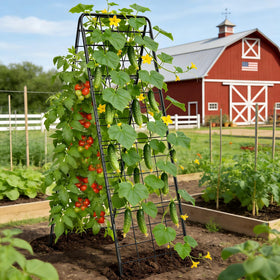 Bag Wizard Garden Trellis front view demonstrates wide base stability for tall vines