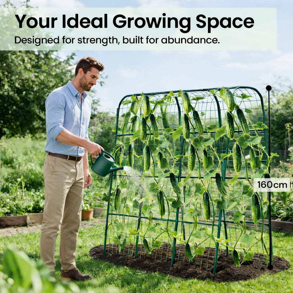 BAG WIZARD raised-bed compatible arch trellis for space-saving vertical gardening.