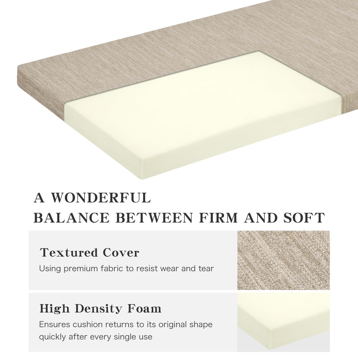 Baibu cushion dimensions 59x16 inches to fit many benches.