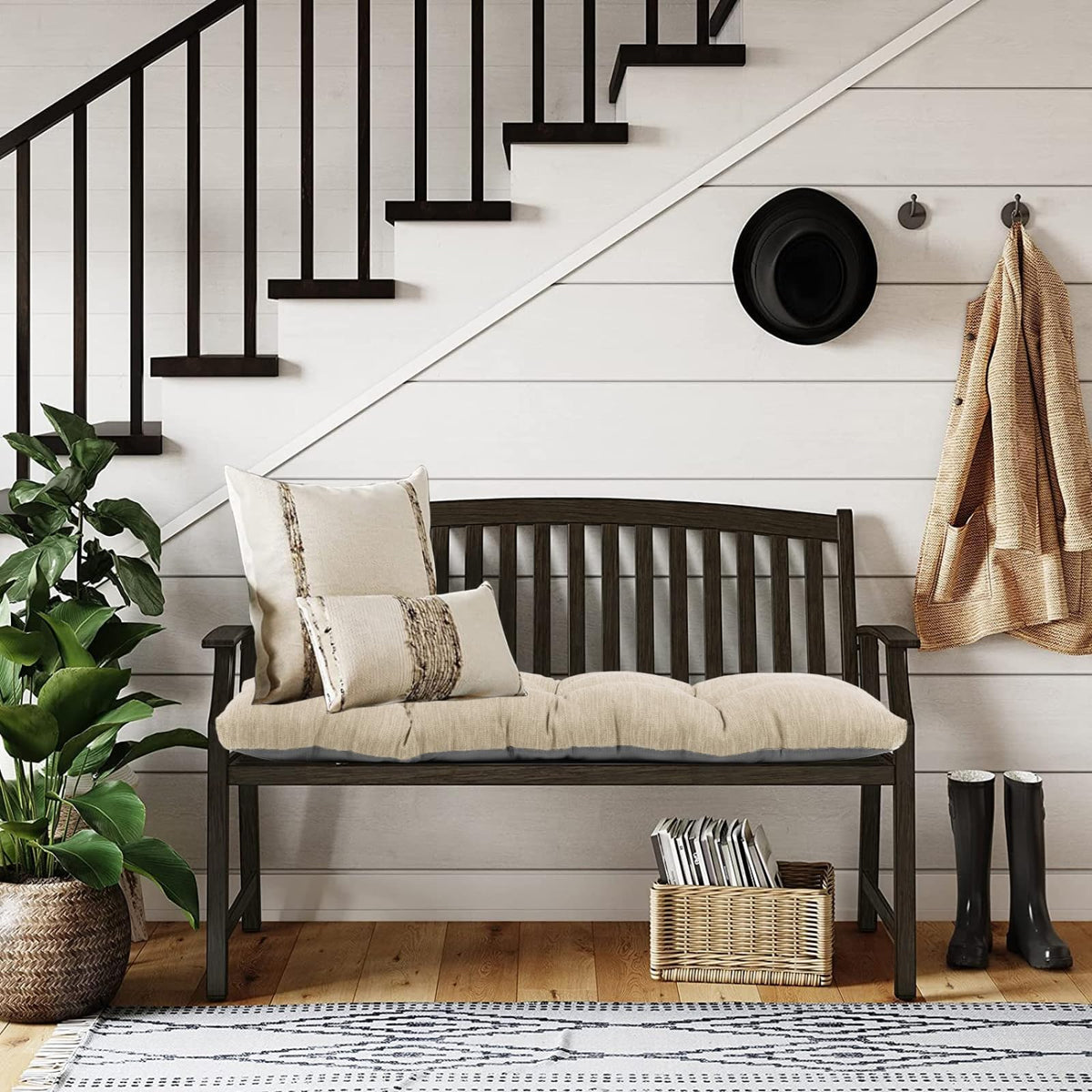 Baibu rectangle bench cushion fits a variety of benches with a timeless look.