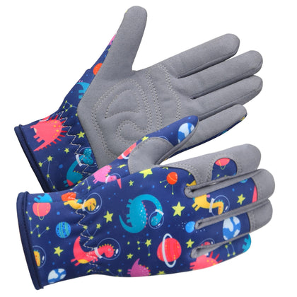 Baidast garden gloves for kids—close-up of durable leather palms protecting hands during digging.