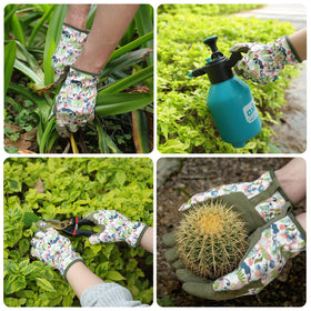 Baidast gloves feature a floral pattern on the back for style during gardening