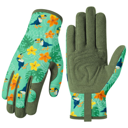 Baidast women's gardening gloves with breathable back panel for cooler gardening.