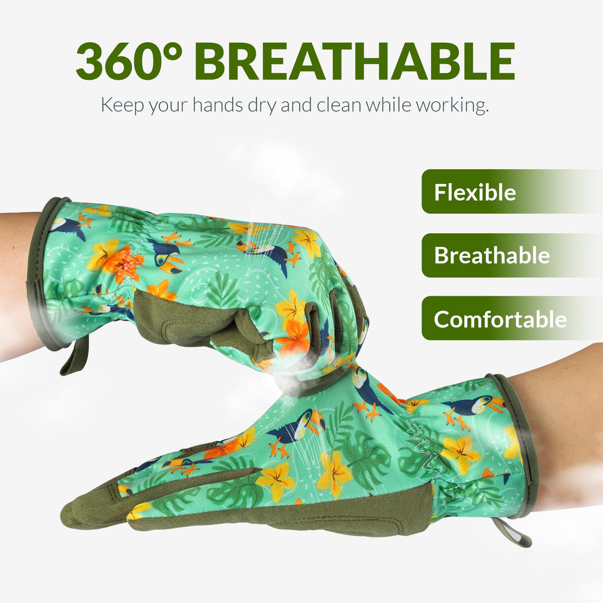 Baidast gloves with wear-resistant palm protect hands from thorns when gripping tools.