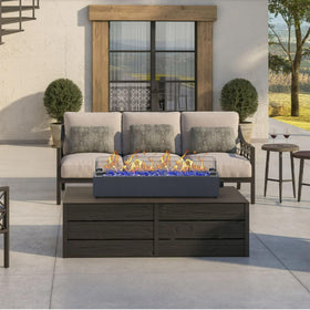 Baide Home tabletop fire pit showing adjustable flame height
