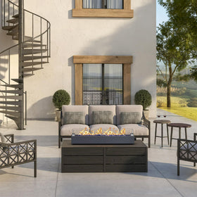 BAIDE HOME 40,000 BTU fire pit with glass rocks for outdoor warmth and style