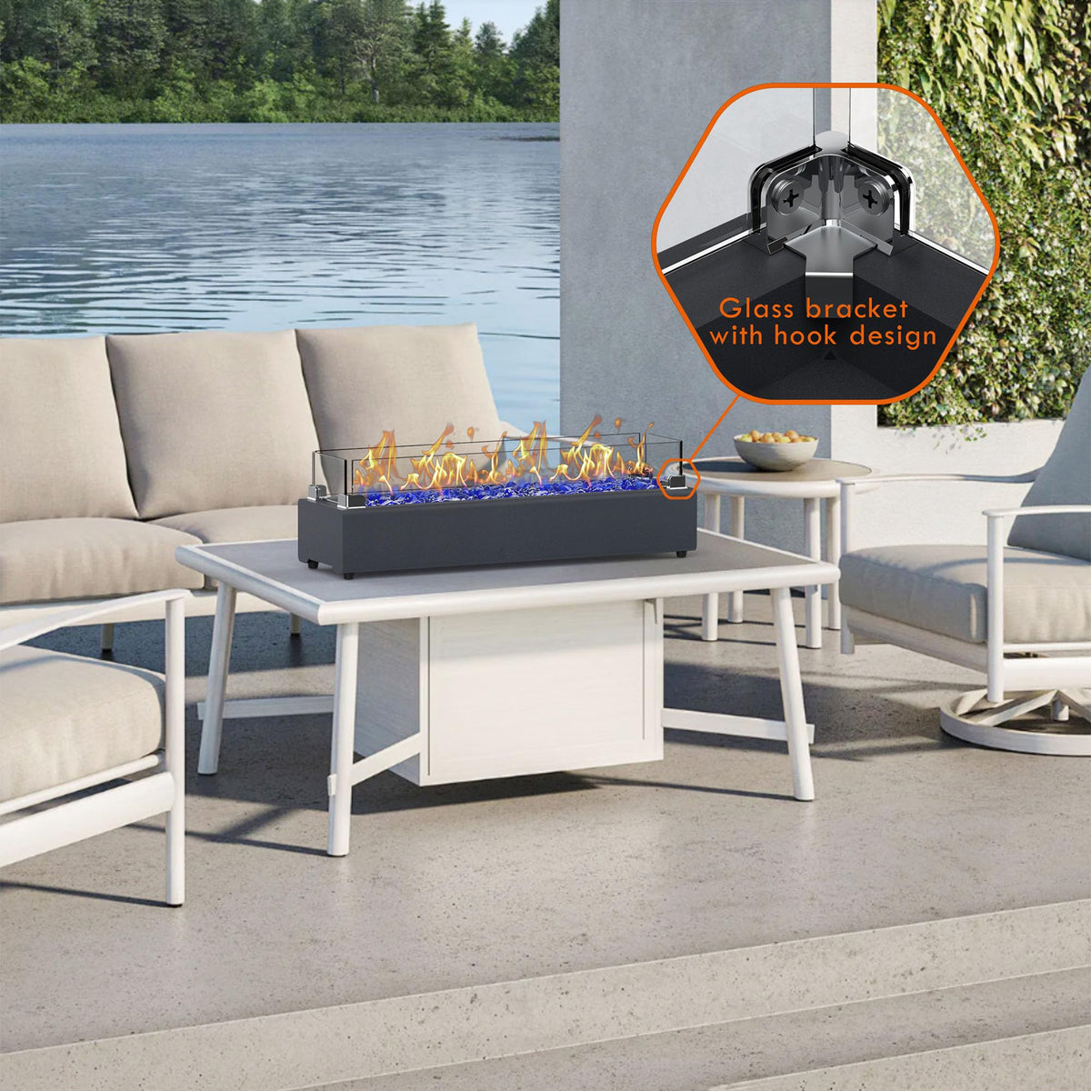 Baide Home 360-degree flame view on an outdoor table