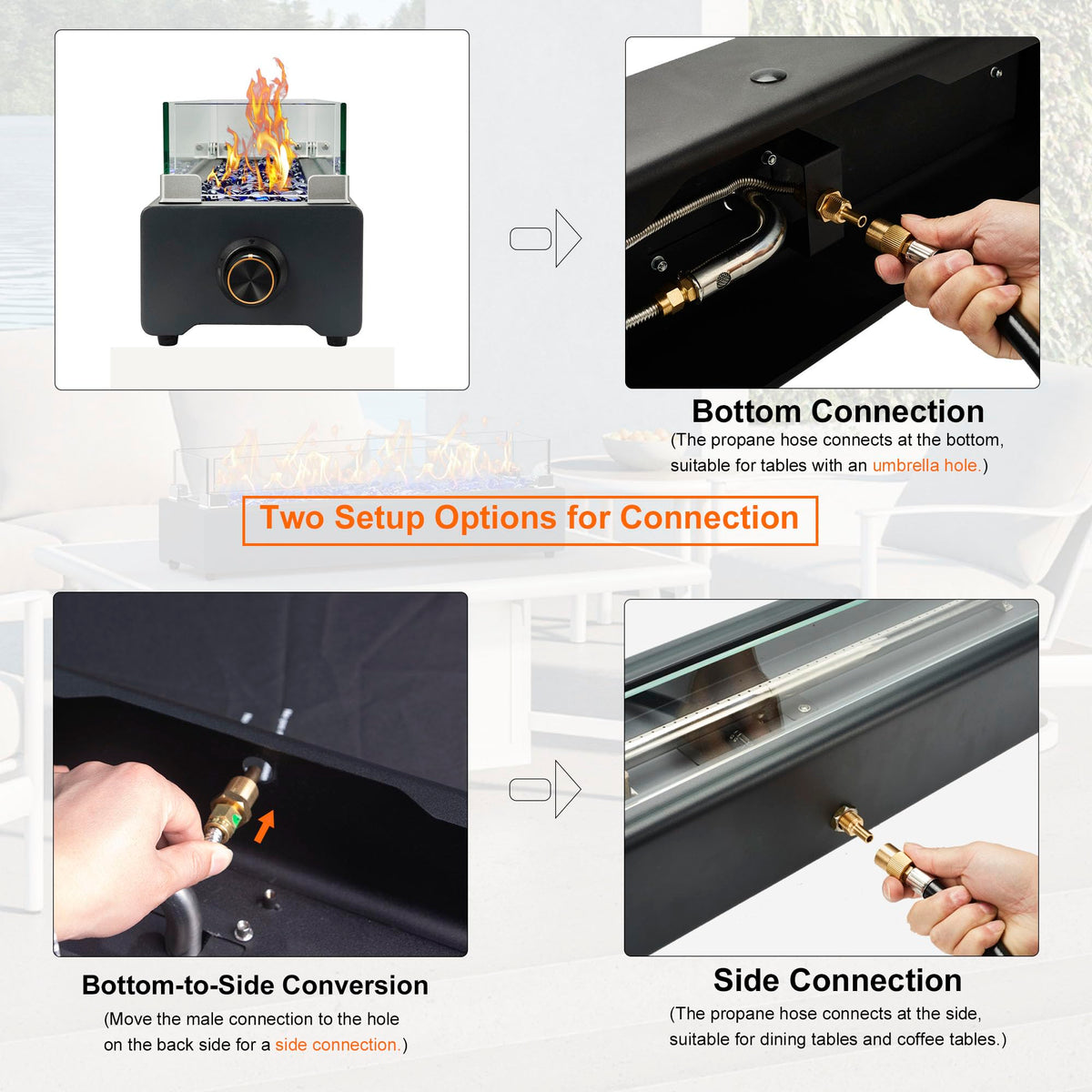 Baide Home durable steel construction of the tabletop fire pit