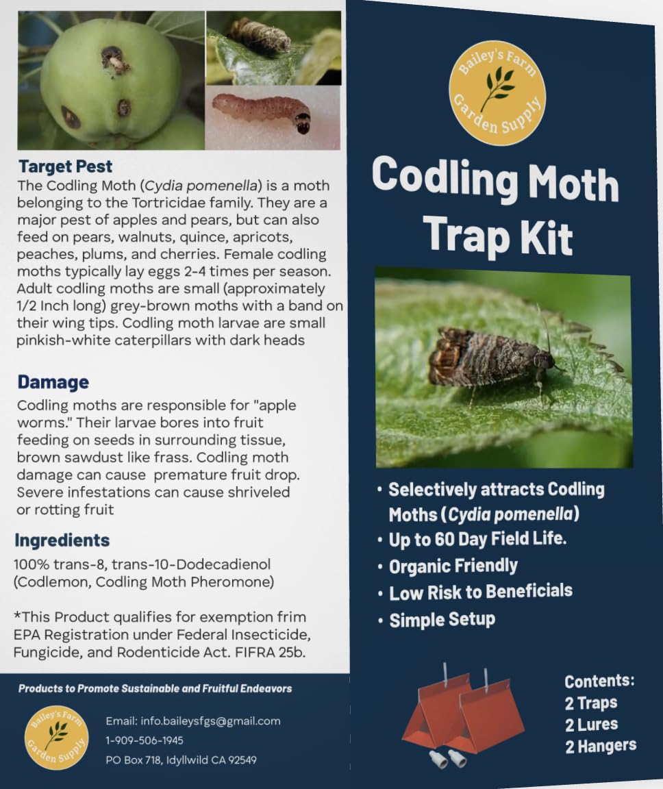Bailey's Codling Moth Trap Kit organic pheromone trap supports safe pest management.