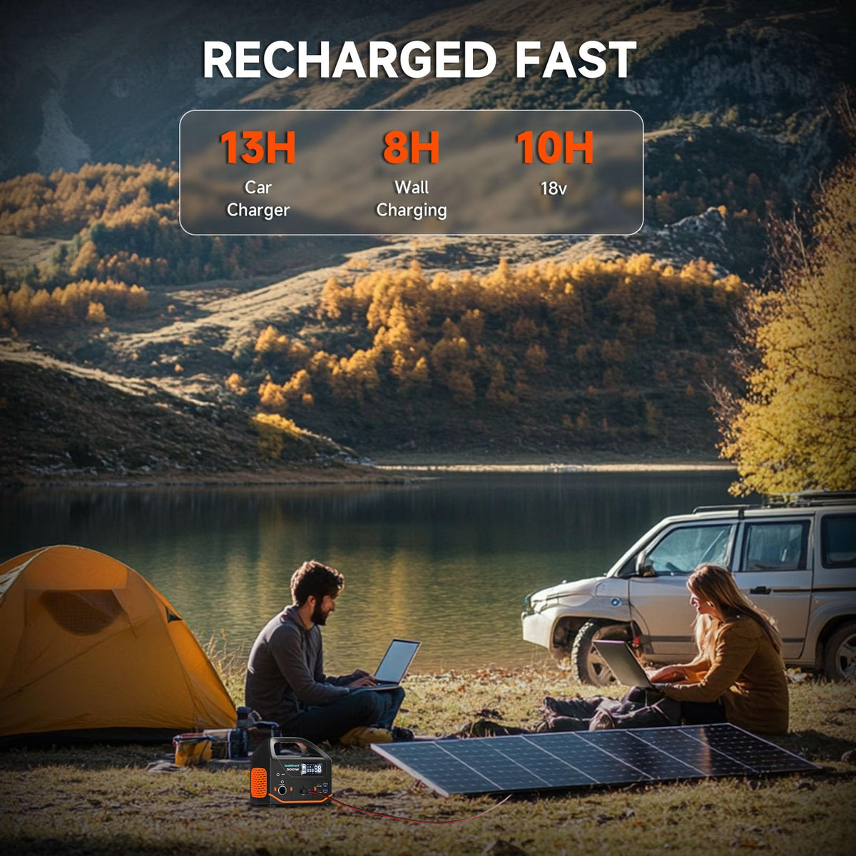 Usage scenes for camping, RV, and home backup with BailiBatt.