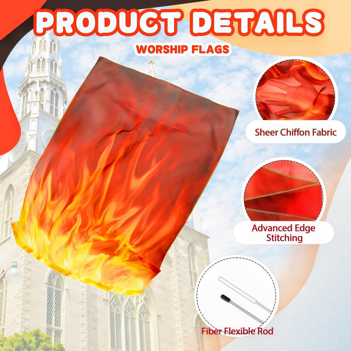 Flexible rods on Baisdan flags enable smooth, controlled waving
