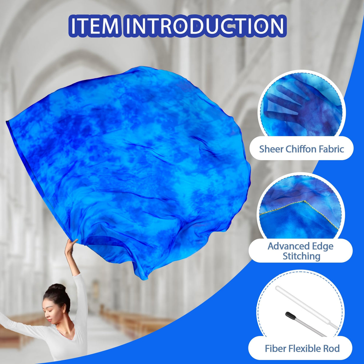 Baisdan silk-like chiffon fabric flag highlighting flowing movement in worship.