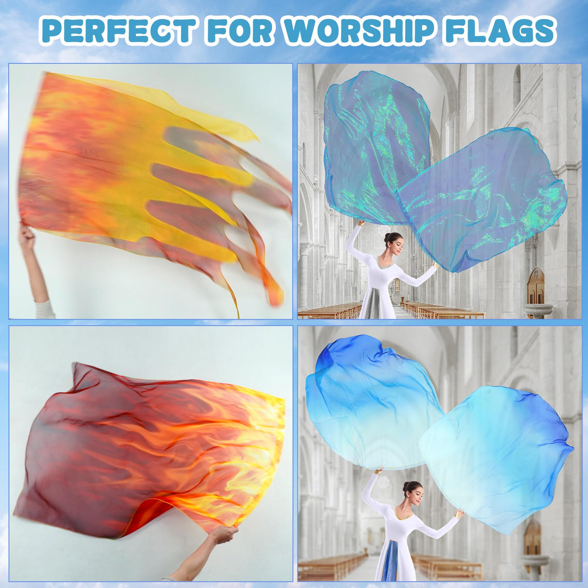 Baisdan worship flag flex rods enhance movement and visual flow.