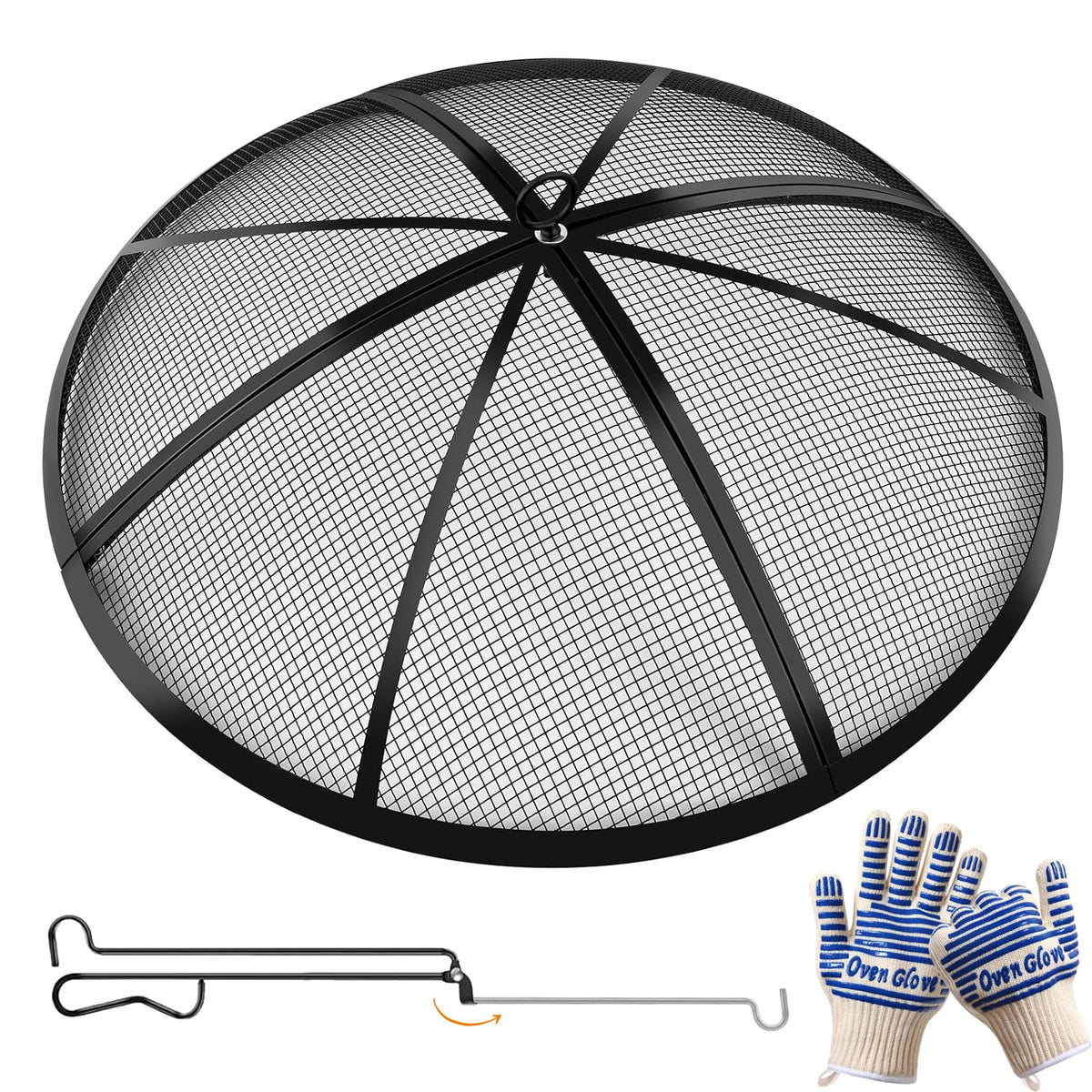 Baitedelai fire pit spark screen on a 22-inch pit safely contains embers.