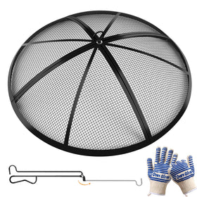 Baitedelai fire pit spark screen on a 22-inch pit safely contains embers.