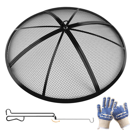 Baitedelai fire pit spark screen on a 22-inch pit safely contains embers.