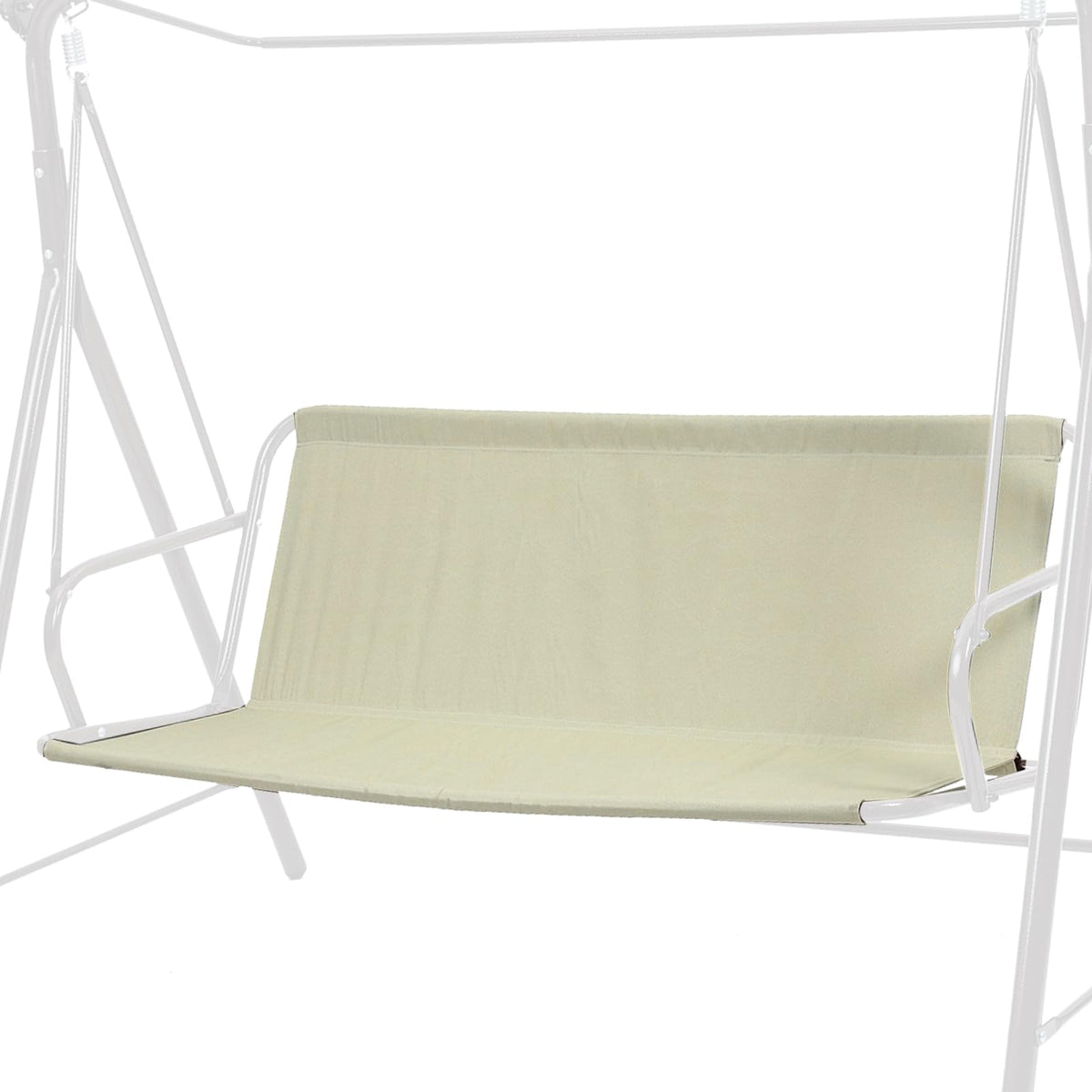 Baizoy porch swing seat cover on beige fabric showing 3-seat fit and weather protection