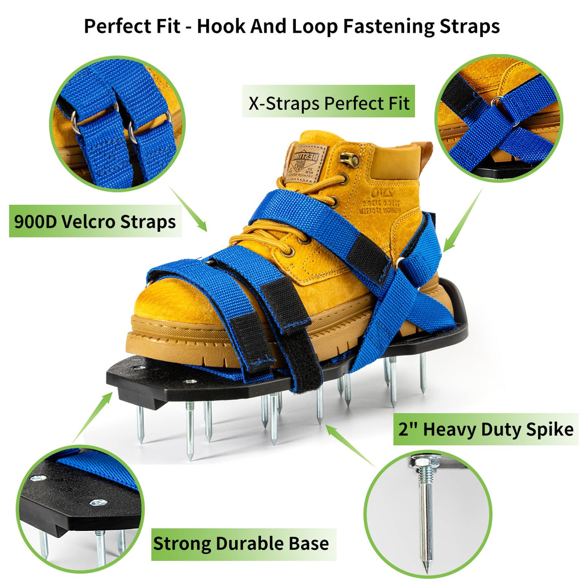 Bakulala 2-inch spikes deliver deeper soil aeration for better absorption.